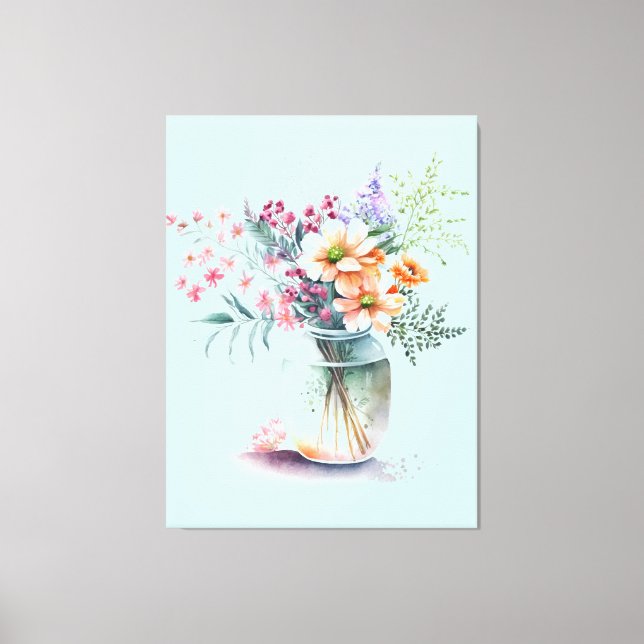 Vase der Blume Stretched Canvas Print Leinwanddruck (Vorderseite)