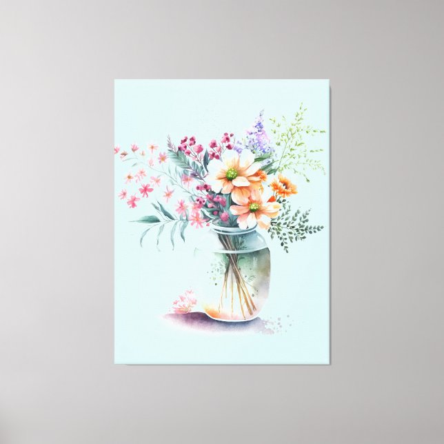 Vase der Blume Stretched Canvas Print Leinwanddruck (Vorderseite)