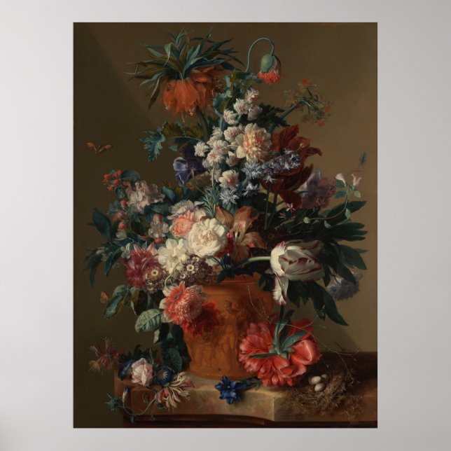Vase der Blume von Jan van Huysum Poster (Vorne)