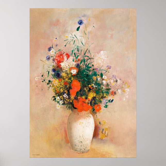 Vase der Blume von Odilon Redon Poster (Vorne)