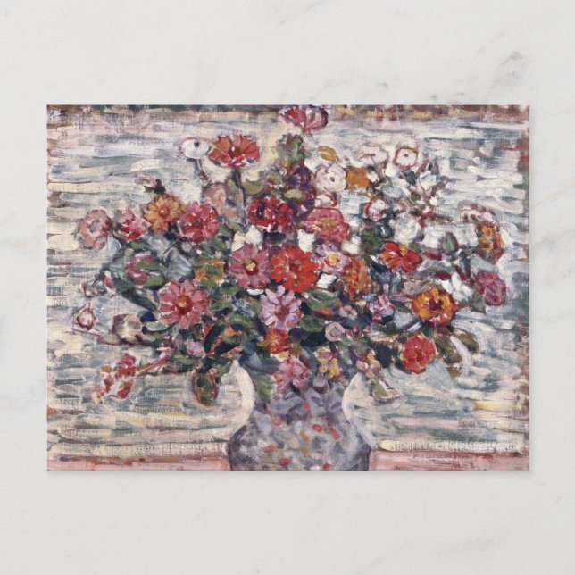 Vase der Blume, Zinnias von Maurice Prendergast Postkarte (Vorderseite)
