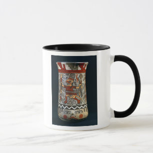 Vase, der eine bewirtschaftenszene darstellt tasse