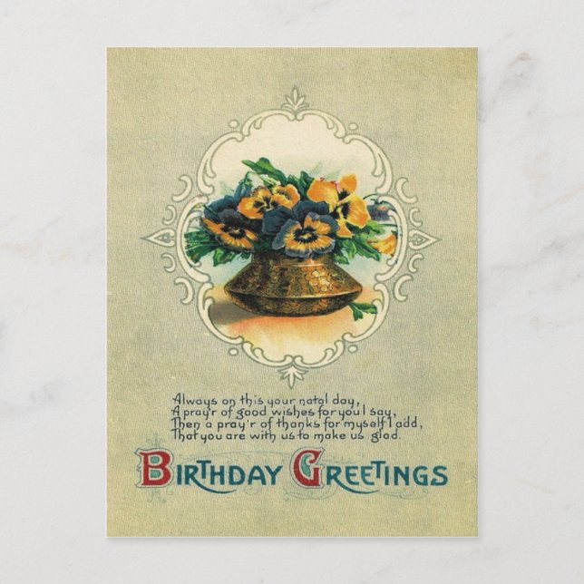 Vase der Pansy-Stiefmütterchen Postkarte (Vorderseite)