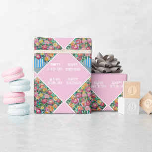 Vase der Rose Glücklich zum Geburtstag Geschenkpapier