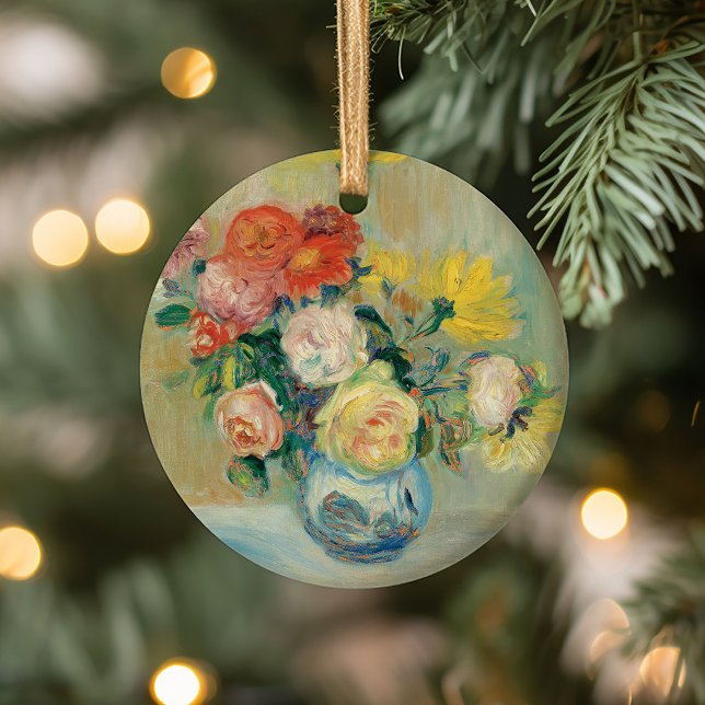 Vase der Rose und Dahlien | Renoir Keramik Ornament (Von Creator hochgeladen)