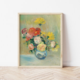 Vase der Rose und Dahlien   Renoir Poster