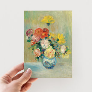 Vase der Rose und Dahlien   Renoir Postkarte