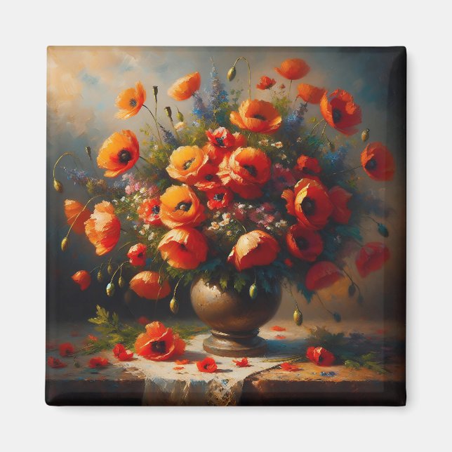 Vase der roten Poppies Magnet (Vorne)