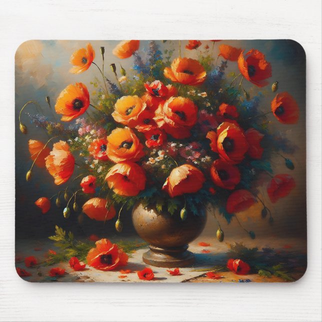 Vase der roten Poppies Mousepad (Vorne)