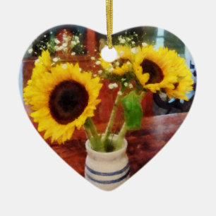 Vase der Sonnenblumen Keramikornament