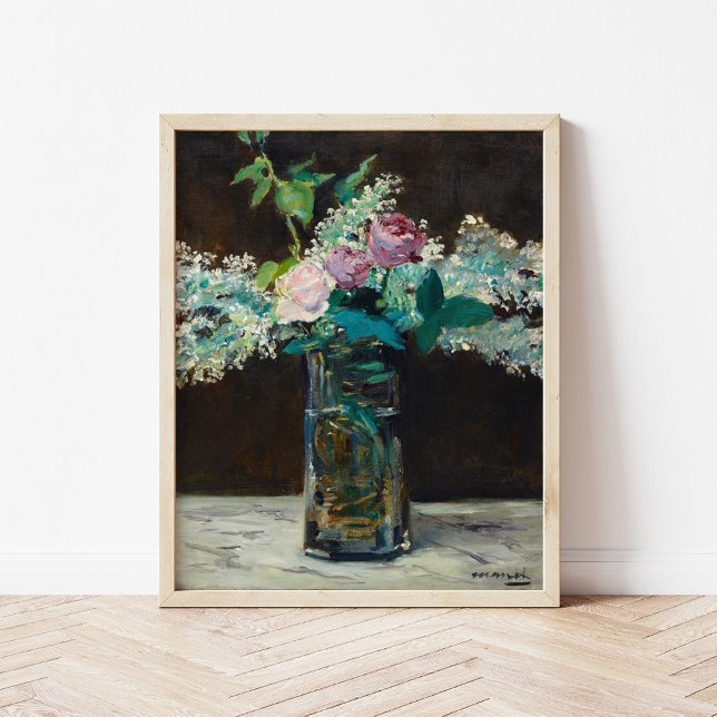 Vase der weißen Lilacs und Rose | Édouard Manet Poster (Von Creator hochgeladen)