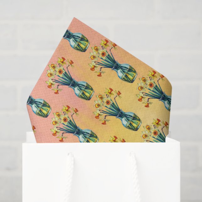 Vase Full of Beautiful Daffodils Seidenpapier (Geschenktüte)