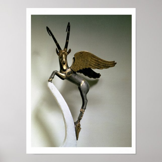 Vase-Handgriff in Form eines geflügelten Ibex, Ach Poster (Vorne)