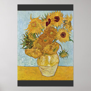 Vase mit 12 Sonnenblumen von Vincent Van Gogh Poster