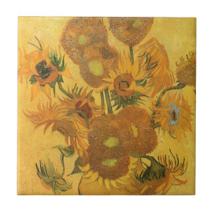 Vase mit 15 Sonnenblumen von Vincent van Gogh Fliese