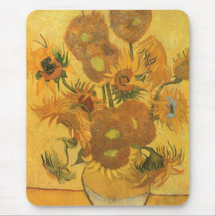 Vase mit 15 Sonnenblumen von Vincent van Gogh Mousepad
