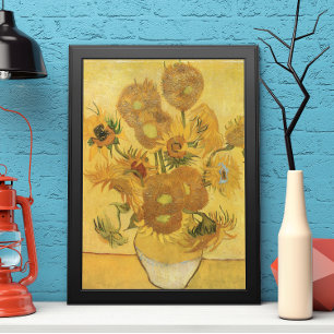 Vase mit 15 Sonnenblumen von Vincent van Gogh Poster
