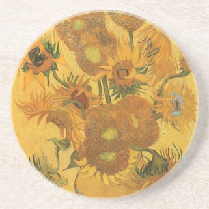 Vase mit 15 Sonnenblumen von Vincent van Gogh Sandstein Untersetzer