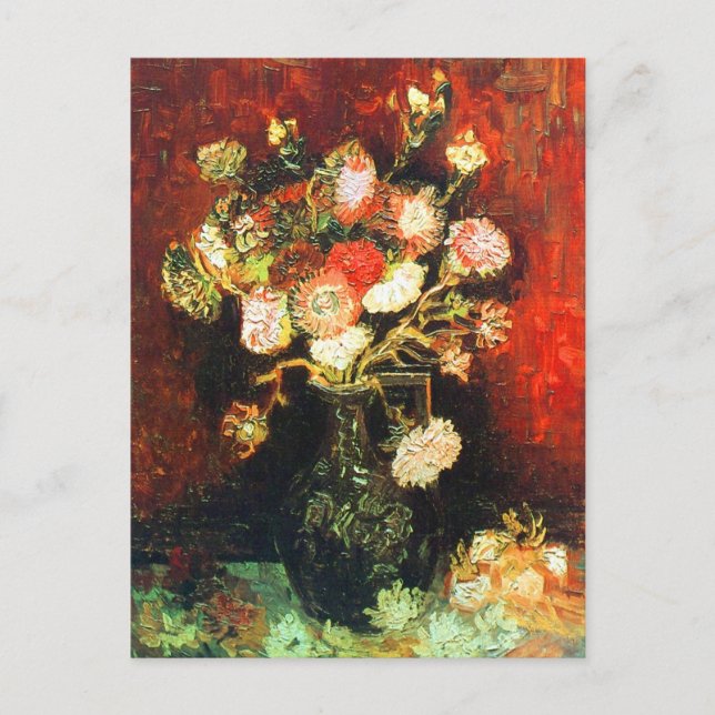 Vase mit Asters & Phlox Van Gogh Fine Art Postkarte (Vorderseite)