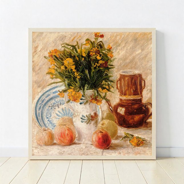 Vase mit Blume, Kaffee und Obst, van Gogh Poster (Von Creator hochgeladen)
