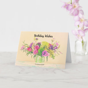 Vase mit Blumen Vintage-Stil Kunst Geburtstagskart Karte