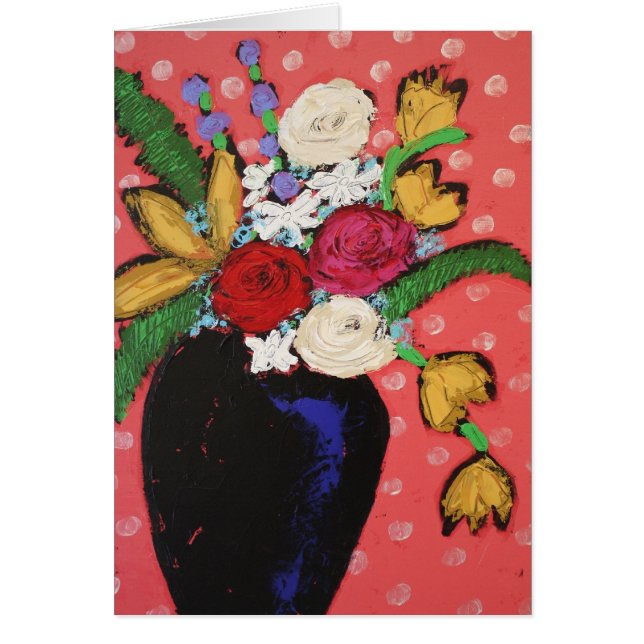 Vase mit bunter Blumenkarte (Vorne)