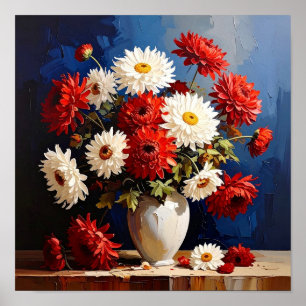 Vase mit Chrysanthemen nach Van Gogh Poster