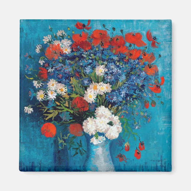 Vase mit Cornblumen und Pfefferkuchen, Van Gogh Magnet (Vorne)