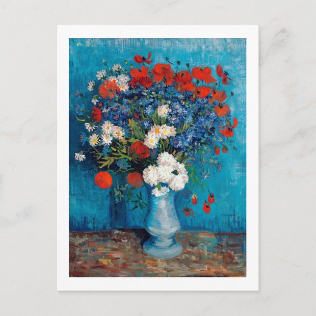 Vase mit Cornblumen und Pfefferkuchen, Van Gogh Postkarte (Vorderseite)