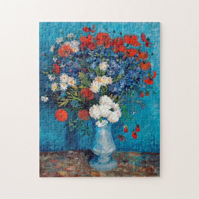 Vase mit Cornblumen und Pfefferkuchen, Van Gogh Puzzle (Vertikal)