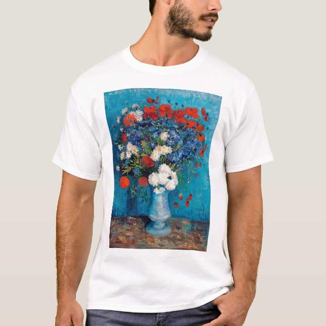 Vase mit Cornblumen und Pfefferkuchen, Van Gogh T-Shirt (Vorderseite)