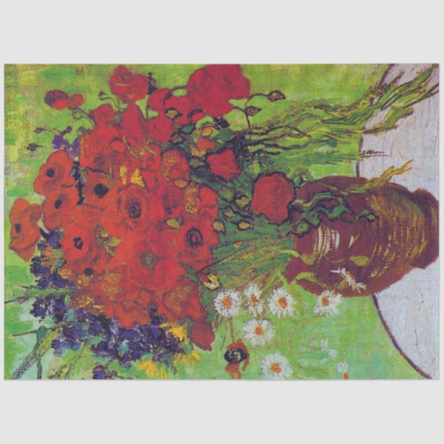 Vase mit Cornblumen und Pflaumen, Van Gogh Seidenpapier (Vorderseite)