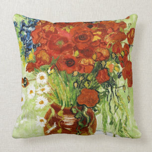 Vase mit Cornflowers und Mohnblumen-Kissen Kissen