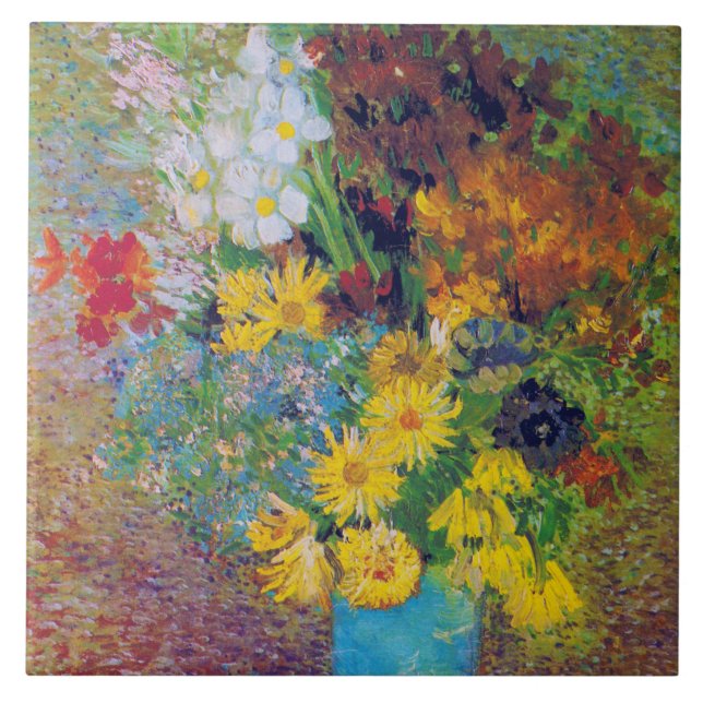Vase mit Daisies und Anemones, Van Gogh Fliese (Vorderseite)