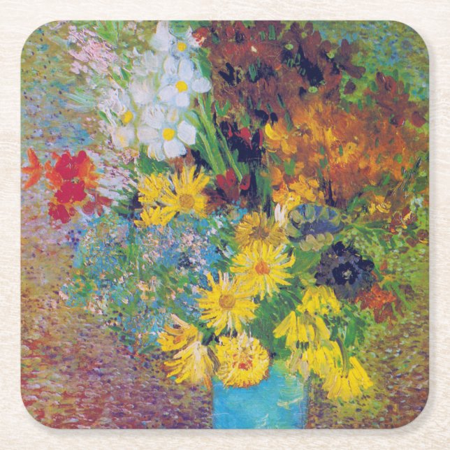 Vase mit Daisies und Anemones, Van Gogh Rechteckiger Pappuntersetzer (Vorderseite)