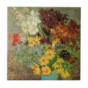 Vase mit Daisies und Anemones von Vincent van Gogh Fliese