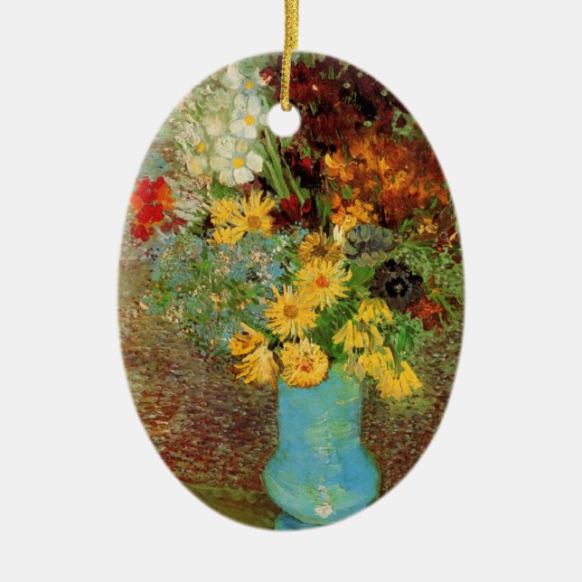Vase mit Daisies und Anemones von Vincent van Gogh Keramik Ornament (Vorne)