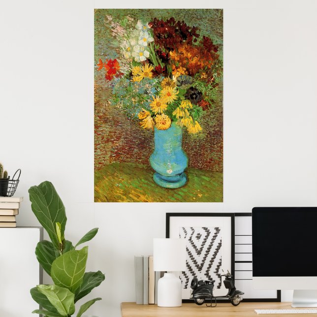 Vase mit Daisies und Anemones von Vincent van Gogh Poster (Heimbüro)