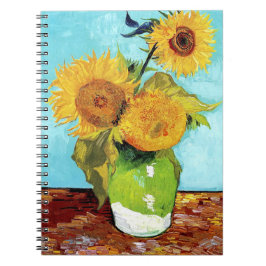 Vase mit drei Sonnenblumen (1888) Van Gogh-Spirale Notizblock