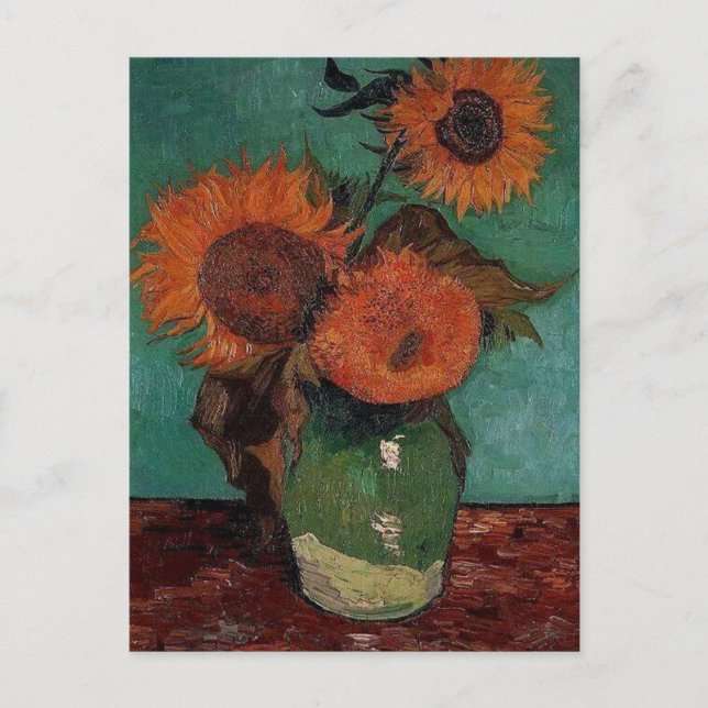 Vase mit drei Sonnenblumen, van Gogh Postkarte (Vorderseite)