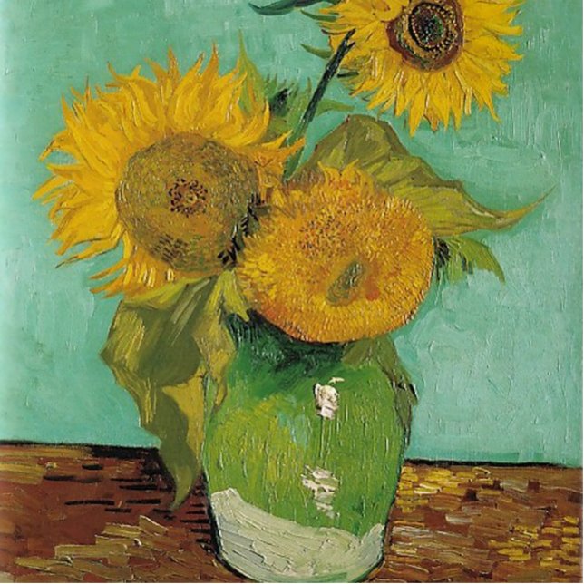 Vase mit drei Sonnenblumen, Vincent van Gogh Freistehende Fotoskulptur (Vorne)