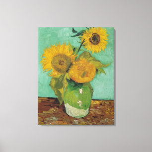 Vase mit drei Sonnenblumen, Vincent van Gogh Leinwanddruck