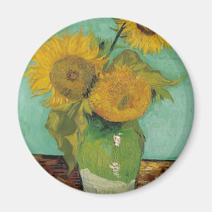 Vase mit drei Sonnenblumen, Vincent van Gogh Magnet