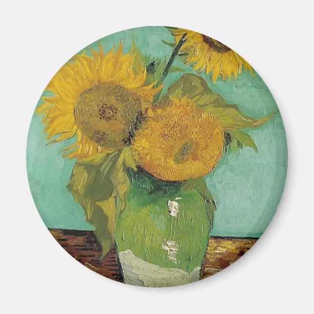 Vase mit drei Sonnenblumen, Vincent van Gogh Magnet (Vorne)