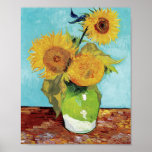 Vase mit drei Sonnenblumen von Vincent Van Gogh Poster<br><div class="desc">Vase mit drei Sonnenblumen von Vincent Van Gogh</div>