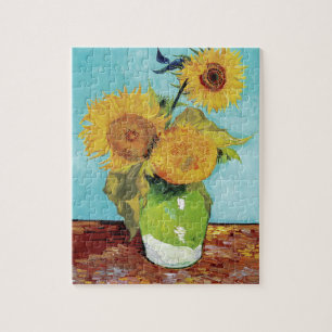 Vase mit drei Sonnenblumen von Vincent Van Gogh Puzzle
