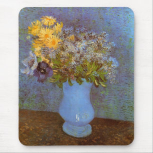 Vase mit Flieder und Gänseblümchen von Vincent van Mousepad
