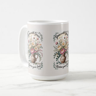 Vase mit Florals wachsen mit Grace Zitat Kaffeetasse