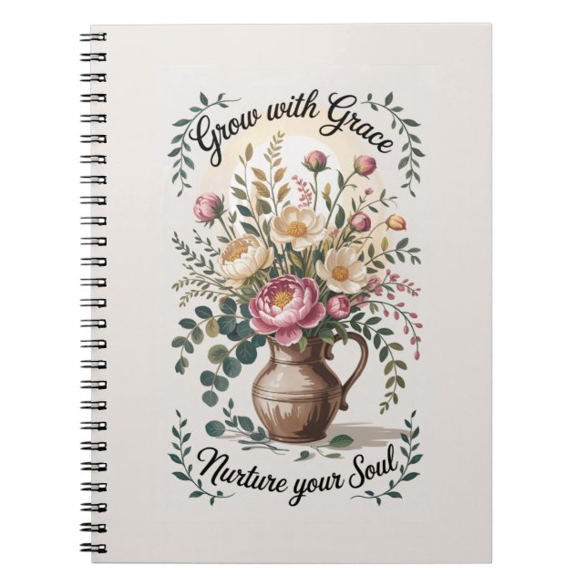 Vase mit Florals wachsen mit Grace Zitat Notizblock (Vorderseite)