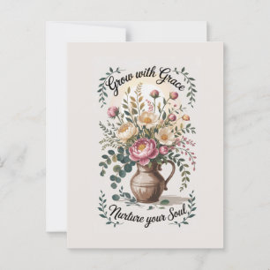Vase mit Florals wachsen mit Grace Zitat Postkarte